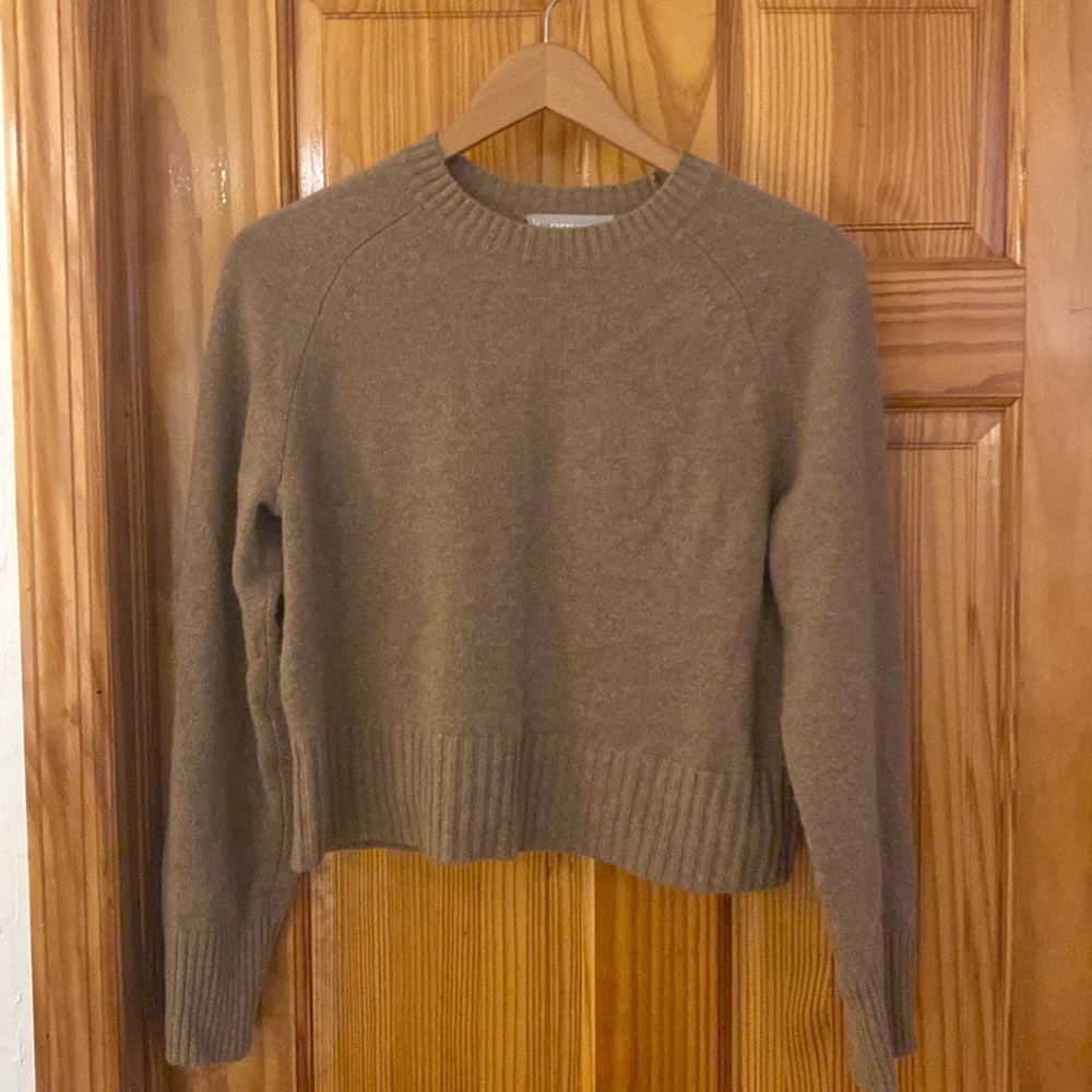 Everlane Cashmere Boxy Crew Sweater, XS Heathered Woodsmoke